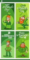 Saint Patrick Day designs set with cartoon Leprechauns vector