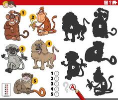 hallazgo oscuridad actividad con dibujos animados monos animales vector