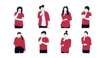 vector illustration of a group of confused people