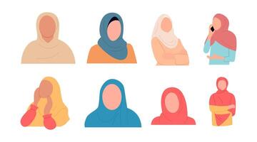collection of vector illustrations of hijab female characters