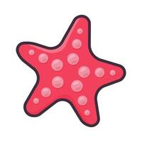 Red starfish. Sea inhabitants. View from above. Flat vector illustration.