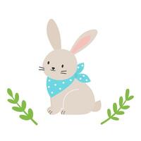 Cute bunny. Easter illustration. Flat vector illustration.