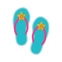 Blue flip-flops. Beach shoes. Beach accessories. Vector illustration in flat style.