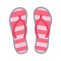 Striped flip-flops. Beach shoes. View from above. Beach accessories. Vector illustration in flat style.