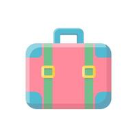 Pink travel suitcase. Flat vector illustration. Isolated image on a white background.