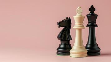 AI generated Chess leadership strategy success concept on pastel background with ample space for text placement photo