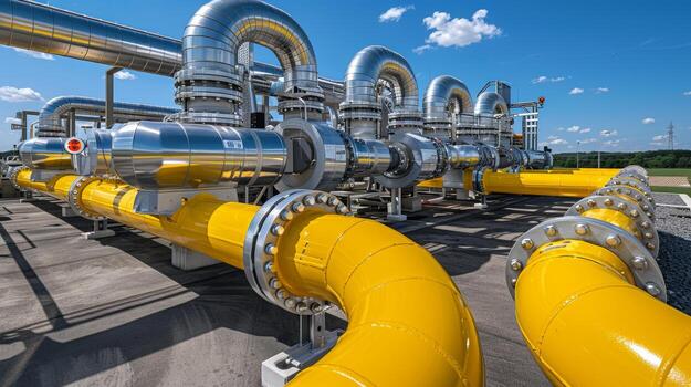 AI generated Industrial pipeline in refinery process for gas and oil processing in the industry photo
