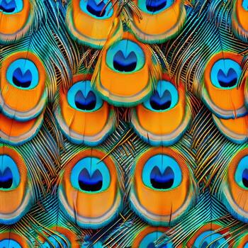 AI generated Captivating close up of vibrant peacock feathers for exquisite background visuals photo