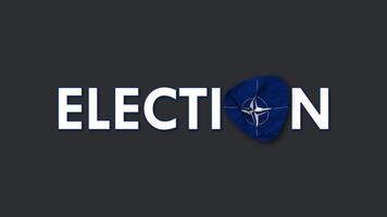 Nord atlantique traité organisation, nato drapeau avec élection texte sans couture boucle Contexte introduction, 3d le rendu video