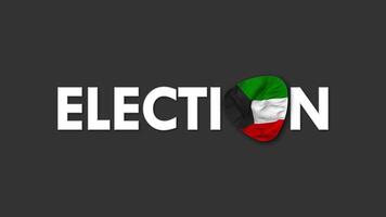 Koeweit vlag met verkiezing tekst naadloos looping achtergrond inleiding, 3d renderen video