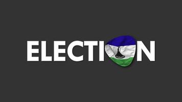 Lesotho Flag with Election Text Seamless Looping Background Intro, 3D Rendering video