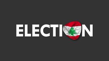 Liban drapeau avec élection texte sans couture boucle Contexte introduction, 3d le rendu video