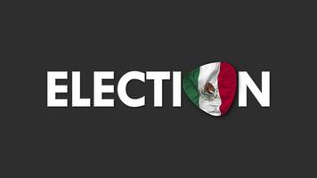 Mexico vlag met verkiezing tekst naadloos looping achtergrond inleiding, 3d renderen video