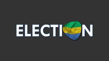 Gabon vlag met verkiezing tekst naadloos looping achtergrond inleiding, 3d renderen video