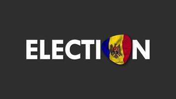 Moldova Flag with Election Text Seamless Looping Background Intro, 3D Rendering video