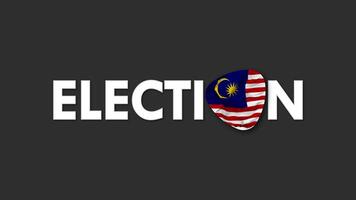 Malaysia bandiera con elezione testo senza soluzione di continuità looping sfondo introduzione, 3d interpretazione video