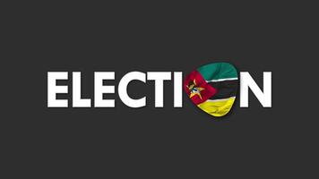 Mozambique Flag with Election Text Seamless Looping Background Intro, 3D Rendering video