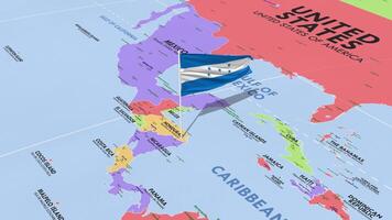 Honduras Flag Waving in Wind, World Map Rotating around Flag, Seamless Loop, 3D Rendering video