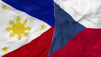 Philippines and Czech Republic Flags Together Seamless Looping Background, Looped Bump Texture Cloth Waving Slow Motion, 3D Rendering video