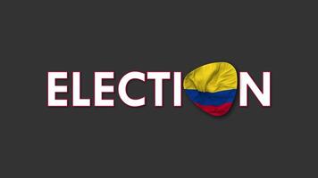 Colombie drapeau avec élection texte sans couture boucle Contexte introduction, 3d le rendu video