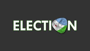 Djibouti Flag with Election Text Seamless Looping Background Intro, 3D Rendering video