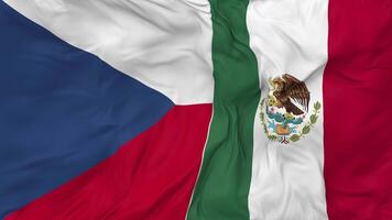 Mexico and Czech Republic Flags Together Seamless Looping Background, Looped Bump Texture Cloth Waving Slow Motion, 3D Rendering video