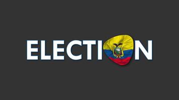 Ecuador vlag met verkiezing tekst naadloos looping achtergrond inleiding, 3d renderen video