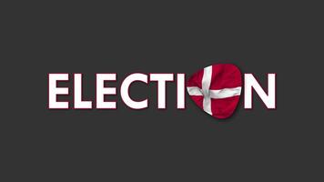 Danimarca bandiera con elezione testo senza soluzione di continuità looping sfondo introduzione, 3d interpretazione video