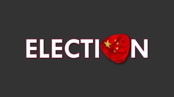 Chine drapeau avec élection texte sans couture boucle Contexte introduction, 3d le rendu video