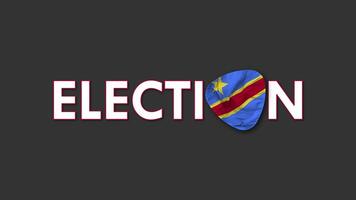 DR Congo Flag with Election Text Seamless Looping Background Intro, 3D Rendering video