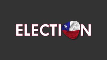 Chili vlag met verkiezing tekst naadloos looping achtergrond inleiding, 3d renderen video