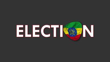 Ethiopia Flag with Election Text Seamless Looping Background Intro, 3D Rendering video