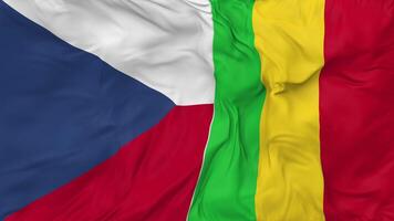 Mali and Czech Republic Flags Together Seamless Looping Background, Looped Bump Texture Cloth Waving Slow Motion, 3D Rendering video