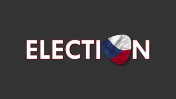 Czech Republic Flag with Election Text Seamless Looping Background Intro, 3D Rendering video