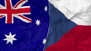 Australia and Czech Republic Flags Together Seamless Looping Background, Looped Bump Texture Cloth Waving Slow Motion, 3D Rendering video
