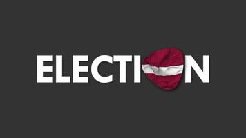 Lettonie drapeau avec élection texte sans couture boucle Contexte introduction, 3d le rendu video