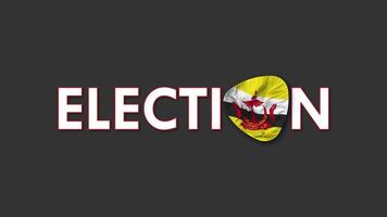 Brunei Flag with Election Text Seamless Looping Background Intro, 3D Rendering video