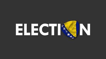 Bosnia and Herzegovina Flag with Election Text Seamless Looping Background Intro, 3D Rendering video