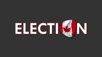 Canada vlag met verkiezing tekst naadloos looping achtergrond inleiding, 3d renderen video
