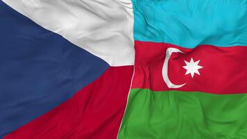 Azerbaijan and Czech Republic Flags Together Seamless Looping Background, Looped Bump Texture Cloth Waving Slow Motion, 3D Rendering video