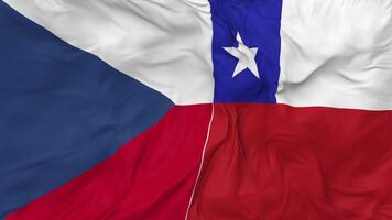 Chile and Czech Republic Flags Together Seamless Looping Background, Looped Bump Texture Cloth Waving Slow Motion, 3D Rendering video