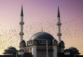 View of Taksim Mosque with its wonderful architecture in Taksim Square. Islamic architecture. Concept for religious occasions. Istanbul, Turkey photo