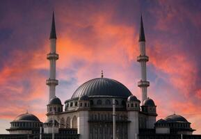 View of Taksim Mosque with its wonderful architecture in Taksim Square. Islamic architecture. Concept for religious occasions. Istanbul, Turkey photo