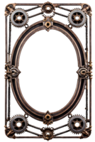 AI generated Old Iron Frame, Steampunk Border Png Transparent Background