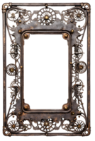 AI generated Old Iron Frame, Steampunk Border Png Transparent Background