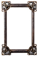 AI generated Old Iron Frame, Steampunk Border Png Transparent Background
