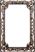 AI generated Old Iron Frame, Steampunk Border Png Transparent Background