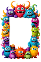 AI generated Monster border frame, cute monster border, copy space area png