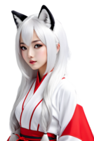 AI generated Fox girl cute transparent background png