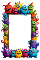 AI generated Monster border frame, cute monster border, copy space area png